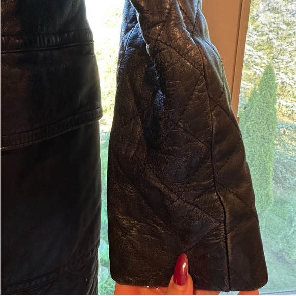 Real Leather Quilted Coat Trench, Express - Picture 3 of 3
